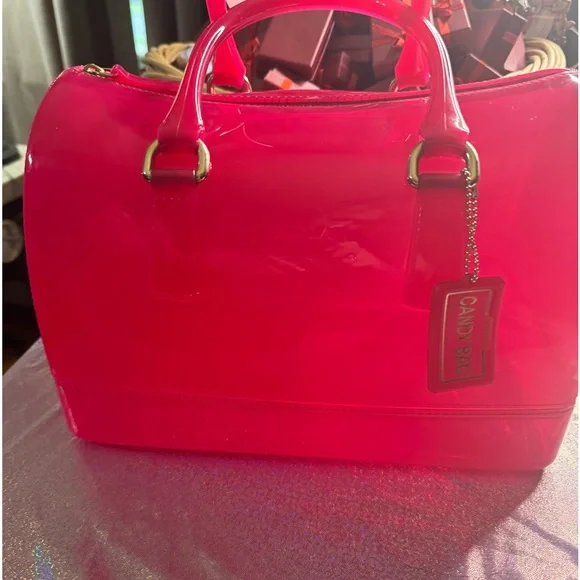 Furla Bags Furla Hot Pink Candy Jelly Bag With Lock Tag And Satin Dustbag Poshmark